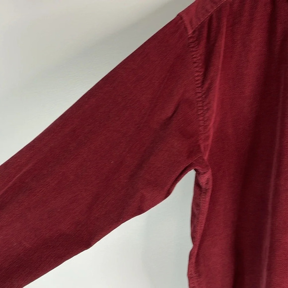 EDDIE BAUER Mens Burgundy Corduroy Herringbone Button Down Shirt Size XL Tall - Picture 7 of 13